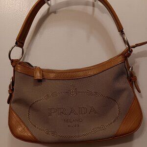 Prada Milano Leather and Cloth Handbag